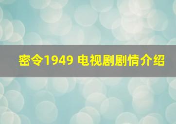 密令1949 电视剧剧情介绍